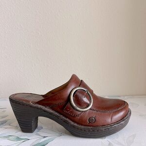Born Leather Heeled Clogs